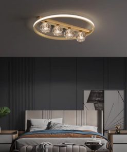 Đèn khung tròn thiết kế nhiều đầu bóng pha lê ốp trần hiện đại ZHM097