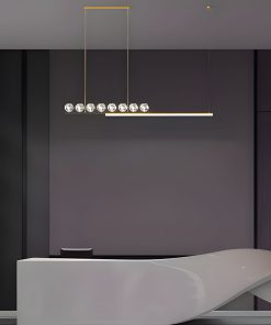 Đèn thả ngang bàn ăn bằng đồng cầu pha lê ZHM897