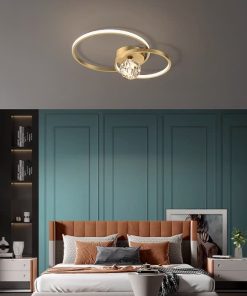 Đèn trần thiết kế vòng kép pha lê Nordic hiện đại ZHM654