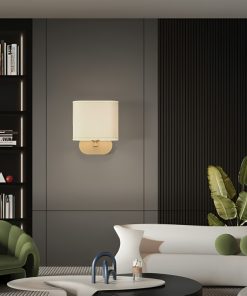 Đèn tường bằng đồng hình hộp bọc vải style American ZHM933