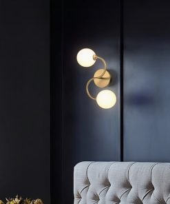Đèn tường thủy tinh bằng đồng hai đầu chữ S kiểu Bắc Âu ZHM323